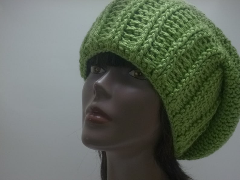 Autumn Slouch Hat Collection Unisex Pistachio Green Crochet Slouch Hat Gift Under 30 dollars