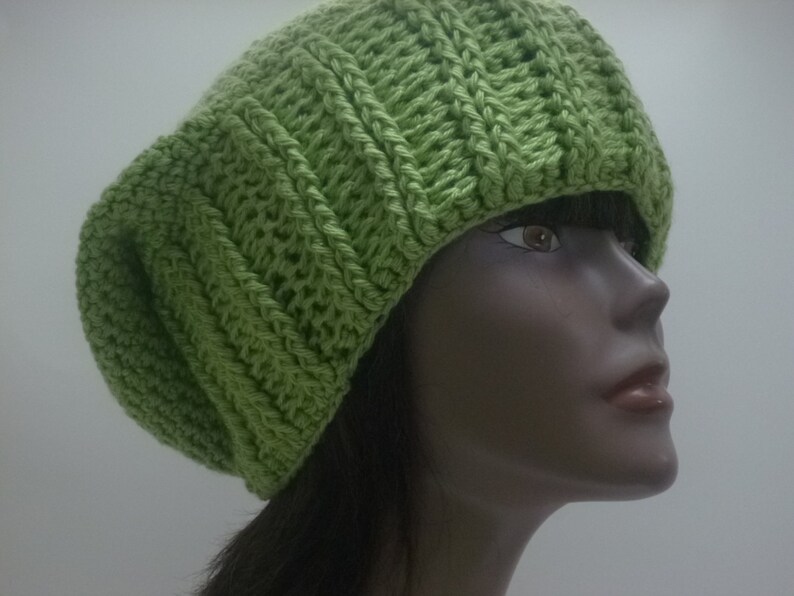 Autumn Slouch Hat Collection Unisex Pistachio Green Crochet Slouch Hat Gift Under 30 dollars