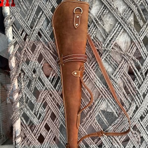 Funda de cuero para rifle de 33&quot; con hebilla y correa ajustable, bolsa de almacenamiento artesanal para rifle, regalo de caza