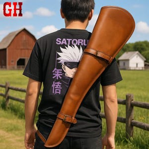 33 Inch Western Rifle Scabbard, Handmade Leather Shotgun Case for Hunting Gear, Fits Lever Action Carbine, Winchester, Marlin Henry & More