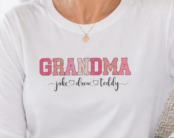 Custom Grandma Shirt with Grandkids Names, Personalized Long Sleeve Shirt,  Mother's Day Gift for Nana, Gigi, Grammy, Gift for Grandma