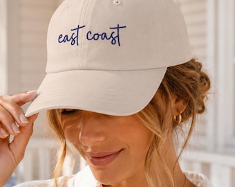 East Coast Hat, Coastal Embroidered Hat, Beach Baseball Cap, Preppy Coastal Hat, Minimalist Coastal Cap, East Coast Aesthetic