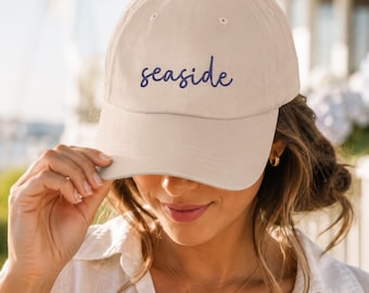 Seaside Hat, Coastal Embroidered Hat, Beach Baseball Cap, Beach Weekend Hat for Women, Preppy Beach Hat, Girls Trip Gift