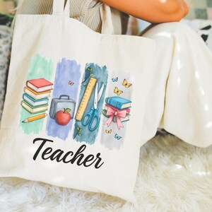 Teacher Tote Bag, Back to School Gift for Teacher, Cute Teacher Canvas Bag, Teacher Appreciation Gift, Reusable Canvas Bag, Teacher Bag