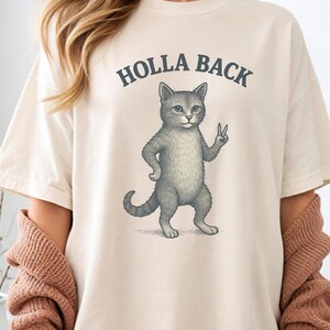 Funny Cat Shirt, Cat Lover Gift, Funny Teacher End of Year Tshirt, Holla Back Kitty Cat Shirt, Funny Cat Meme Tshirt, Gift for Cat Mom