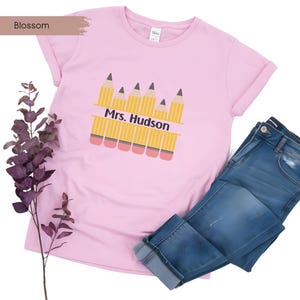 Custom Teacher Shirt, Personalized Teacher Shirt. Customized Teacher Name Pencil Shirt, Teacher Appreciation Gift, Custom Name Teacher Shirt