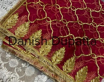 Pakistani Wedding Nikkah Dupatta: Embroidered Bridal Veil
