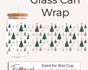Kerstboomglas kan inpakken, png PNGEgg | Candy Cane Holiday-ontwerp voor Libbey-beker van 16 oz, sublimatie en UVDTF-bedrukking