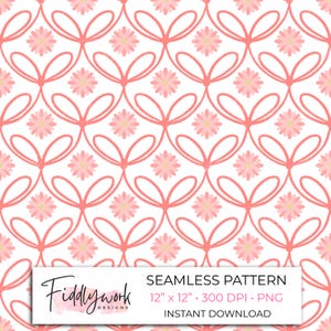 Pink Coquette Bow Seamless Pattern | Pink Floral Digital Paper Trailing Bow Print Cute Aesthetic Pattern Seamless File Bow Sublimation PNG