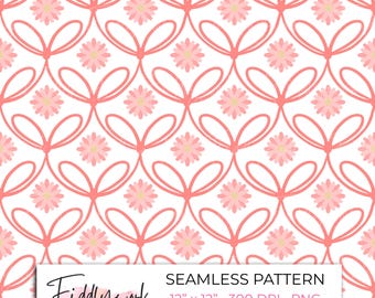 Pink Coquette Bow Seamless Pattern | Pink Floral Digital Paper Trailing Bow Print Cute Aesthetic Pattern Seamless File Bow Sublimation PNG