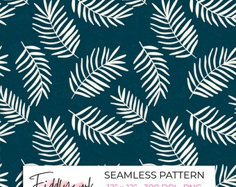 Papel digital con estampado de hojas de palmera sin costuras / Ropa de resort tropical para tela, transferencias, uso personal y para pequeñas empresas.