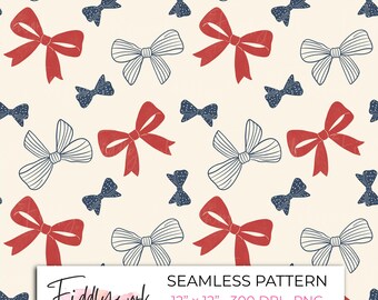 Papel digital con estampado de lazo americano sin costuras / Estilo cottagecore vintage para telas, prendas de vestir, transferencias, uso personal y para pequeñas empresas.