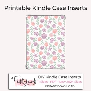 Pastell Muschel Kindle Hülle einfügen | Skurril, Ozean-Themed druckbare Hintergrund für klare Kindle Cover, neue 2024 Kindles, 11 Größen PDF