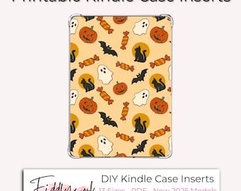 Vintage-Halloween-Einsatz für Kindle-Hülle,| Druckbarer Retro Halloween Kindle Einsatz für Clear Case, neue 2025 Colorsoft Kindles, 13 Größen, PDF
