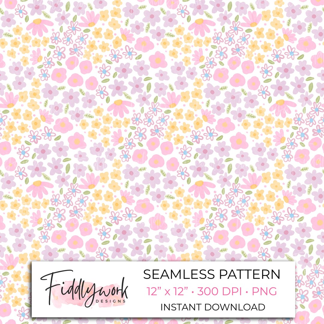 Ditsy Floral Seamless Pattern - Pastel Spring Digital Paper for Fabric ...