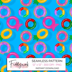 Pool Float Seamless Pattern | Summer Inflatable Digital Paper Tropical Beach Floats Fun Water Design Sublimation PNG Surface Pattern