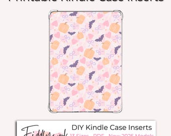 Girly Halloween Kindle Hülle einfügen | Pastell Kürbis & Fledermaus Printable für Kindle Clear Case, neue 2025 Colorsoft Kindles, 13 Größen PDF