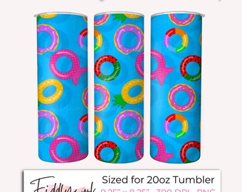 Diseño PNG para flotador de piscina/vaso delgado de 20 oz para sublimación, diseño para verano, inflable, ideal para fiestas en la playa. Descarga digital para sublimación.