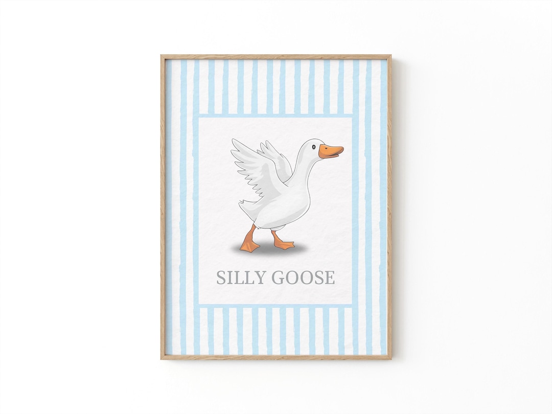 Silly Goose Wall Art | Playful Goose Nursery Print | Kids Room Farm ...