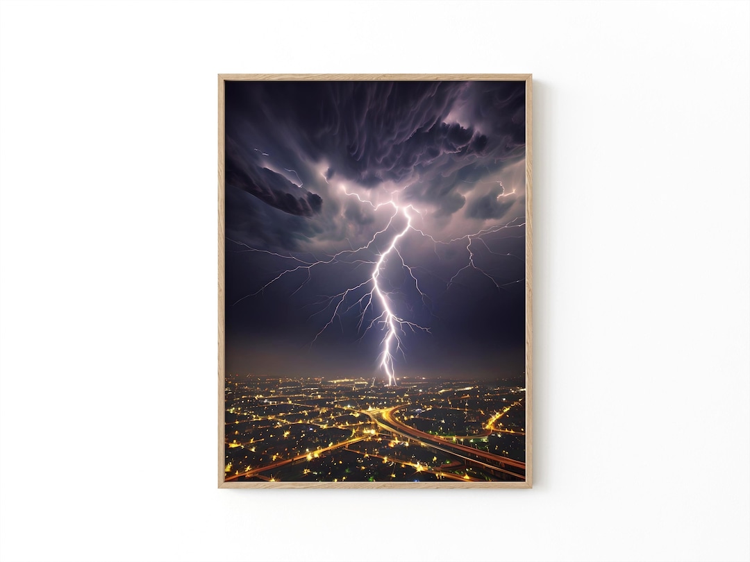 Lightning Strike Wall Art | Thunderstorm Print | Extreme Weather Poster ...