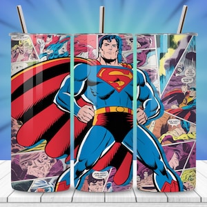 Hero Comic Tumbler Wrap PNG | Action Superhero 20oz Skinny Tumbler Sublimation Design | Comic Hero Cup Wrap | Instant Digital Download