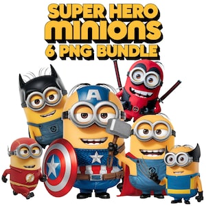 Superhéroes Minions PngClipart | Lindos Minions Sublimación Png Bundle | Archivos Png Minions Dibujos Animados Digitales