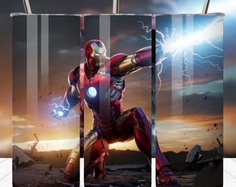 Envoltura de vaso de superhéroe rojo PNG: Diseño de sublimación delgado de 20 oz (descarga digital)