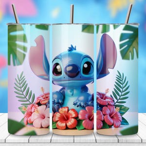 Blue Cartoon Character Tumbler Wrap | 20oz Skinny Tumbler Sublimation PNG | Cute Cup Wrap Design | High-Resolution Digital Download