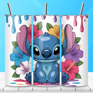 Blue Character Tumbler Wrap | 20oz Skinny Tumbler Sublimation Design | Cute Cartoon Wrap for Cups | High-Resolution Digital File