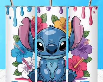 Blå tecknad tumblerwrap: 20oz smal tumbler sublimeringsdesign (digital nedladdning PNG-fil)