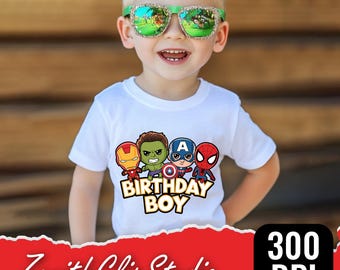 Super Heroes Birthday Shirt PNG: Superhero Party Theme (Digital Download)