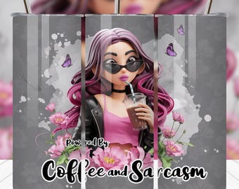 Sarcastic Floral Coffee Tumbler Wrap PNG: 20oz Skinny Sublimation Design (Digital Download)