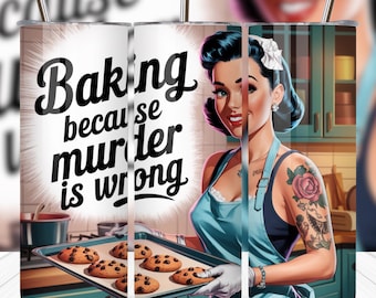 Opakowanie na kubek do pieczenia w stylu retro z motywem kobiety w stylu PNG: sarkastyczny wzór z lat 50. (pobieranie cyfrowe, 20 uncji, cienka sublimacja)