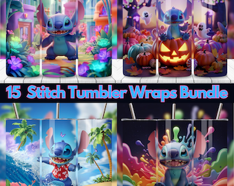 Blue Character Tumbler Wrap Bundle: 20oz Skinny Sublimation Design (Digital Download PNG Files)