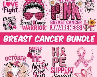 Breast Cancer Awareness PNG Bundle: Pink Ribbon & Pumpkin (Digital Download)