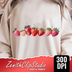 Vintage Strawberry PNG | Summer Fruit Clipart | Strawberry Festival Sublimation Design | PNG for T-Shirt | Instant Digital Download