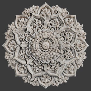 STL Mandala Relief – Fantasy Wall Medallion for CNC, 3D Printing and Laser Engraving