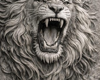 Lion Head Relief STL – Wild Animal CNC Wall Decor