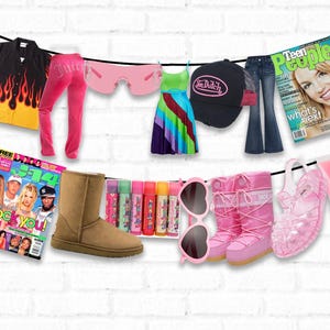 2000&#39;s Party Banner || 2000&#39;s Fashion || Y2K Party Decor || Printable 00&#39;s Party Decorations Props || Birthday Bunting Display || Nostalgia