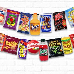 90's Party Banner || 90's Food UK || 90s Party Decor || Printable 90's Party Decorations Props || Birthday Bunting Display || 90s Nostalgia