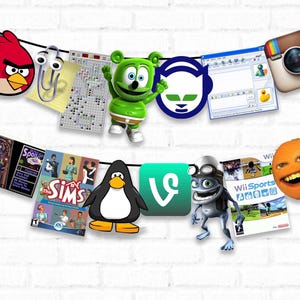 2000&#39;s Party Banner || 2000&#39;s Internet || Y2K Party Decor || Printable 00&#39;s Party Decorations Props || Birthday Bunting Display || Nostalgia