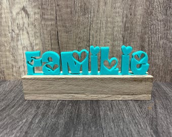 Plik 3D z napisami blokowymi dla rodziny, STL, SVG, PDF, stojak dekoracyjny, plik do druku dla rodziny, plik laserowy do zrównoważonego rozwoju