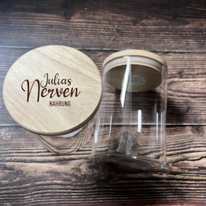 Nervennahrung mit Namen Vorratsglas Geschenk für Kollegin Arbeitskollegin Geschenkidee Aufbewahrung Süßigkeiten Kleinkram befüllen