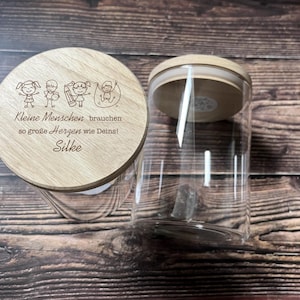 Kleine Menschen Geschenk für Erzieherin Lehrerin Freundin Vorratsglas Holzdeckel Holz Geschenk befüllen