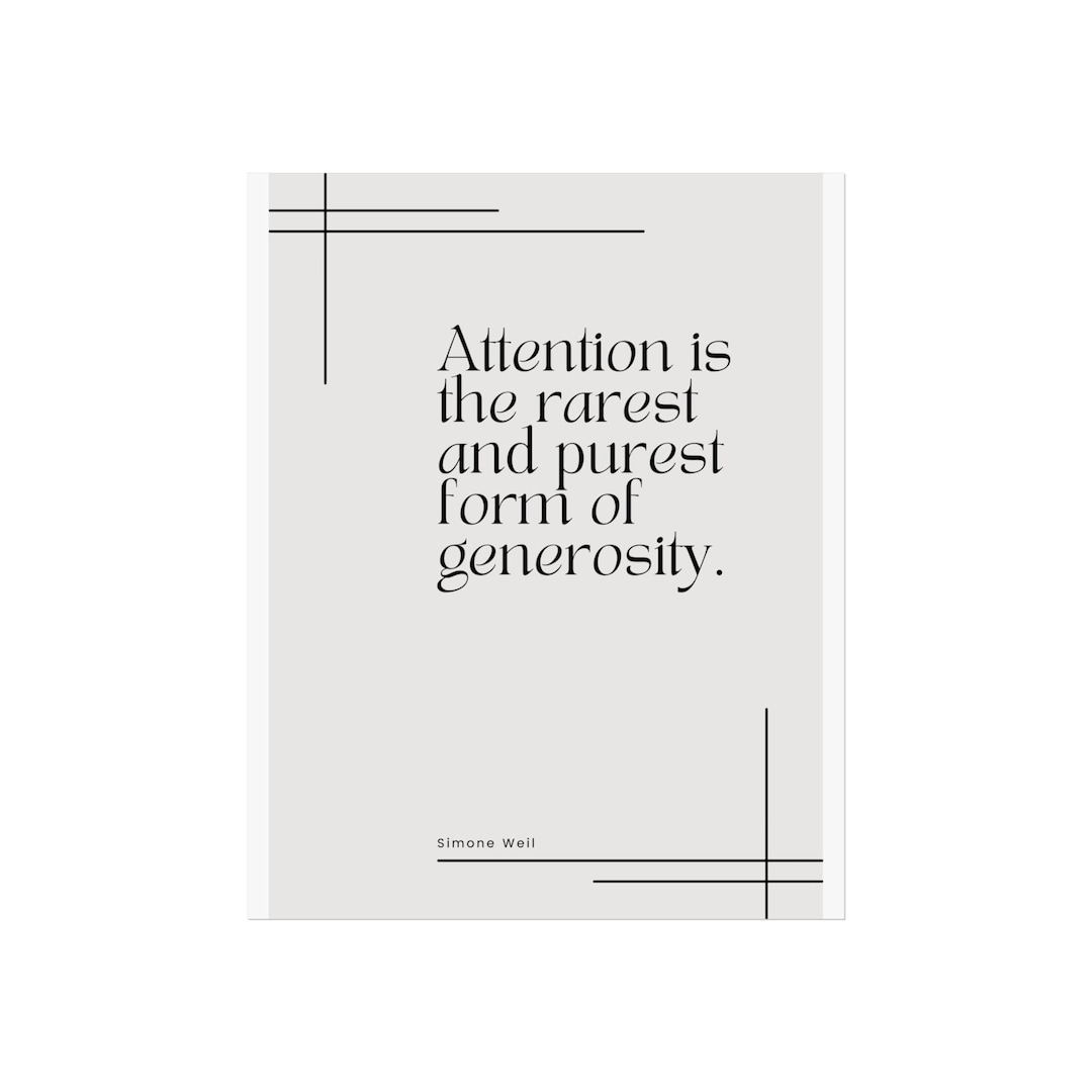Poster of Simone Weil Quote on Attention as Generosity