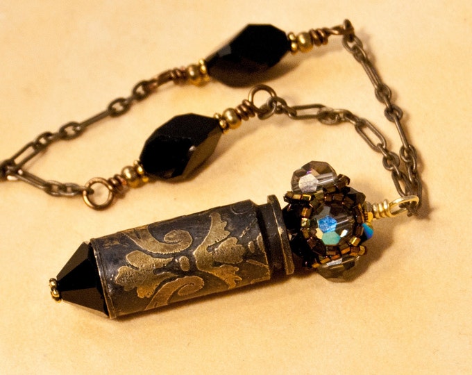 Bullet Jewelry Jet Black Etched Bullet Necklace - Etsy