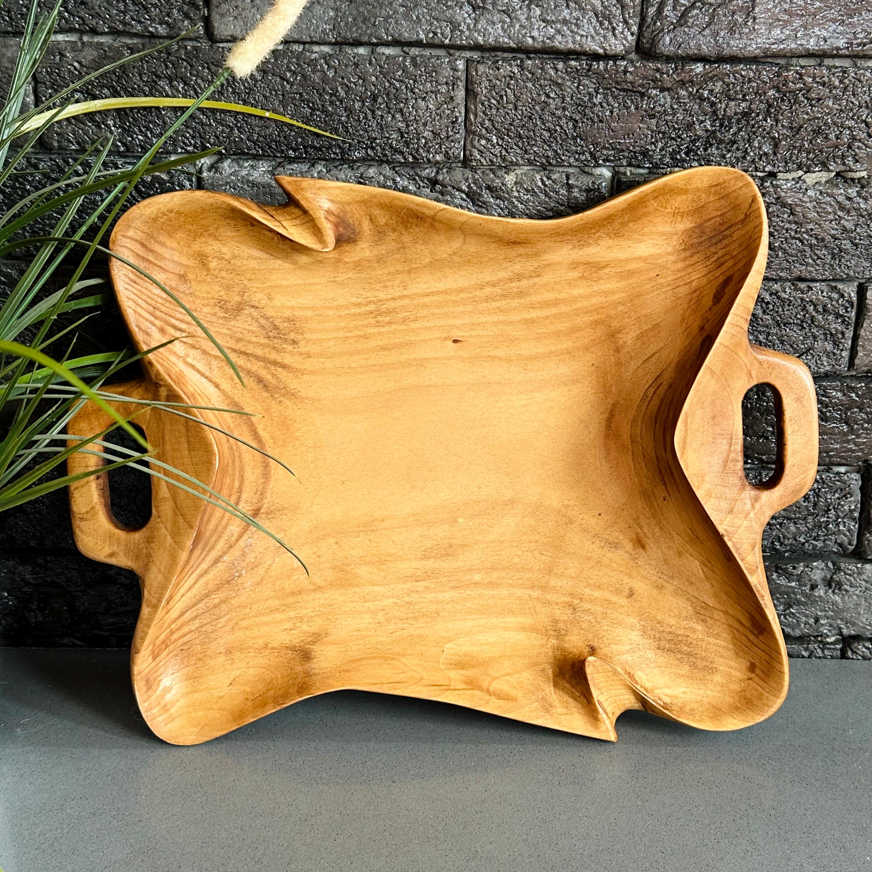 Handgemachtes hölzernes Serviertablett | Natürliche dekorative Holzteigschale | Servierschale | Rustikales Küchen Dekor | aus Holz