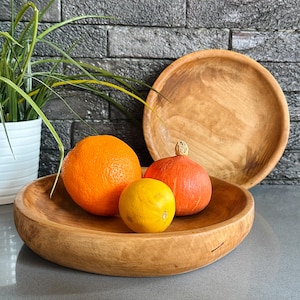 Natural Wooden Bowl | Rustic Kitchen Decor | Wooden Salad Bowl | Wooden Fruit Bowl | Wooden Kitchenware | Kitchen Gift | Handcrafted Plate