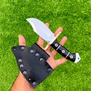 Handmade Clip Point Hunting Knife with Sheath | Full Tang Tactical Knife with Brass Guard | Survival Gift for Him | Outdoor Gear
