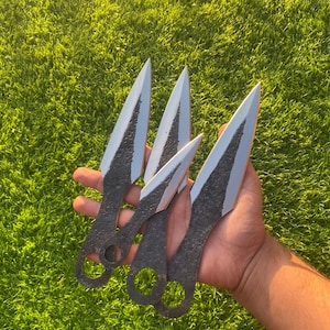 Throwing Knife Set—Carbon Steel Spinner Kunai Style Set of 4 with Finger Hole | Birthday gift | Anniversary gift | throwable Knife